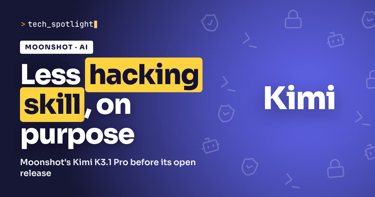 TechSpotlight poster in Kimi colours with the name Kimi and the words 'Less hacking skill, on purpose'